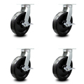 Service Caster 12 Inch Extra Heavy Duty Phenolic Wheel Swivel Caster Set with Brakes SCC, 4PK SCC-KP92S1230-PHR-SLB-4
